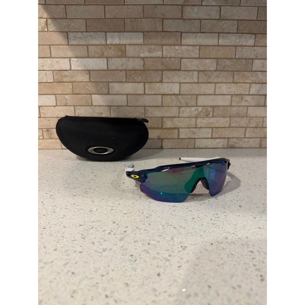 Oakley Radar Path Sunglasses Blue White Frame Iridium Shield Lens Sport Cycling